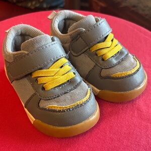 Chidier Gray and Yellow Kids Sneakers